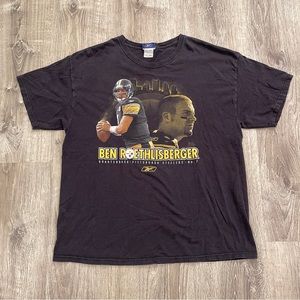 Reebok Big Ben Roethlisberger - Face - Pittsburgh Steelers - Black T Shirt XL